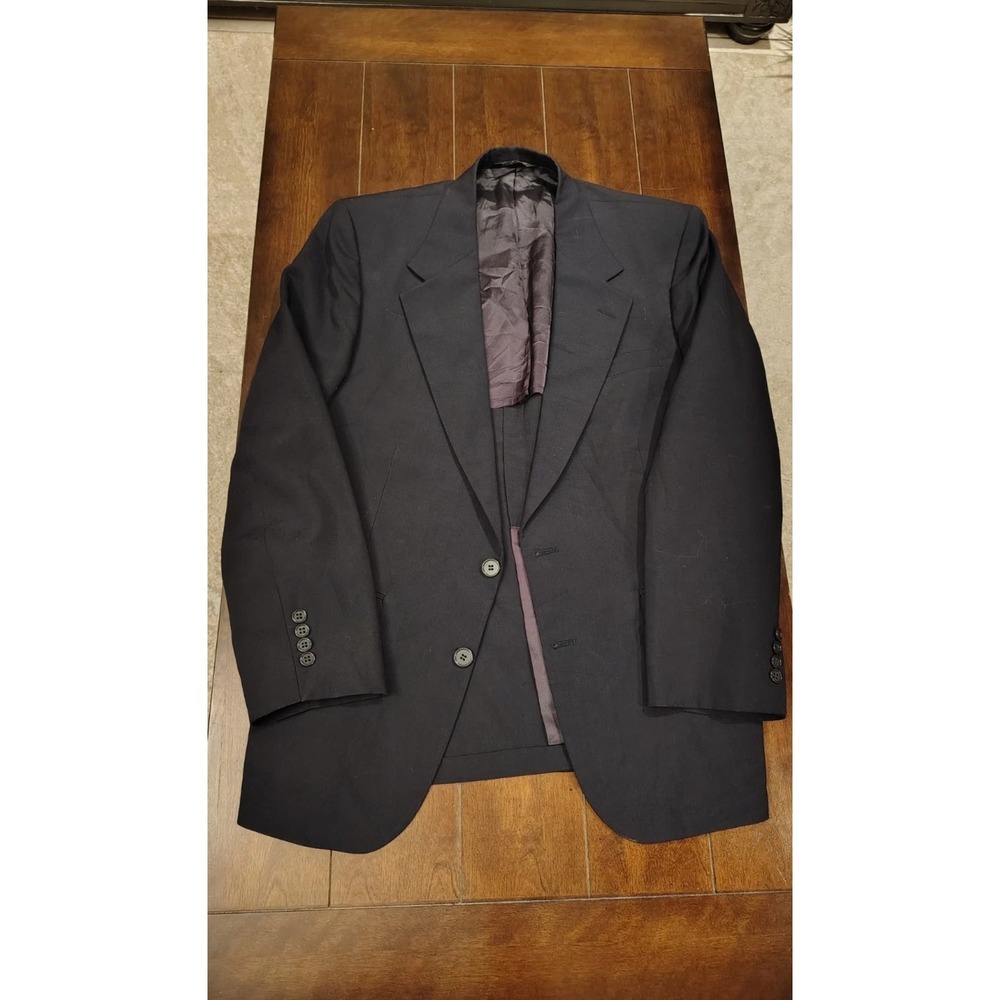 Botany 500 Vintage Mens Blazer Sport Coat Two Button Tailored in USA Black